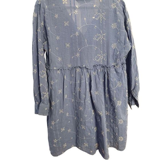 Zara Blue & White Short Embroidered Floral Tunic Flowy Dress Size S - Picture 9 of 13